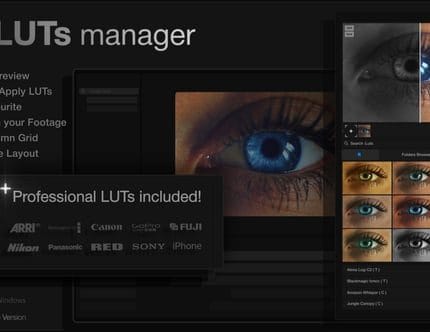 LUTs Manager Real Time Bulk Previews Tool and 500 LUTs for Effortless Professional Color Grading